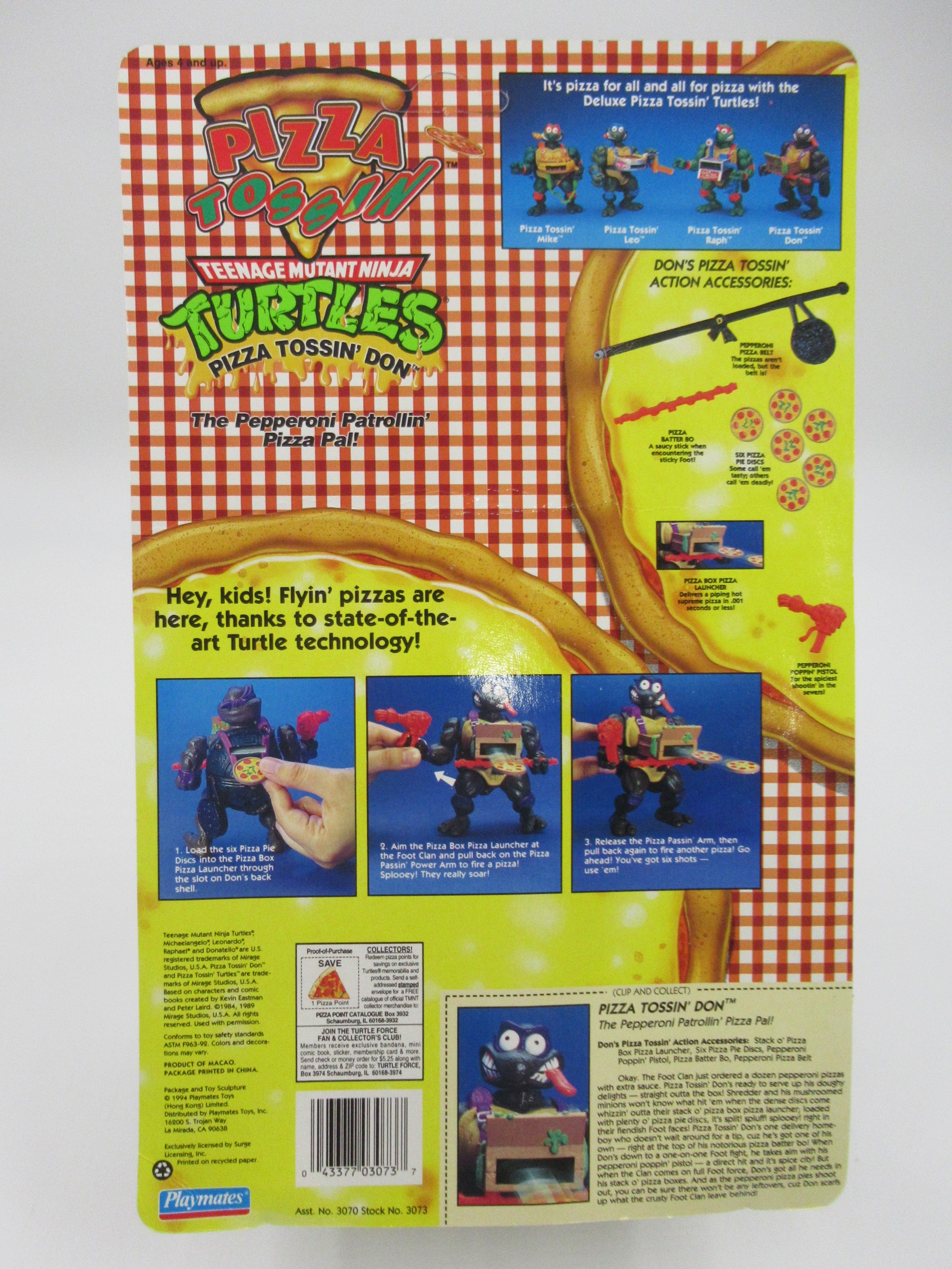 Teenage Mutant Ninja Turtle Pizza Tossin' Donatello (Green Weapons) 5" Figure TMNTs - Playmates (1994)
